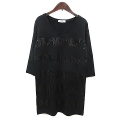 B&Y ユナイテッドアローズ BEAUTY&YOUTH ビューティー&ユース ワンピース ひざ丈 Uネック スパンコール 七分袖 黒 ブラック /MSのサムネイル