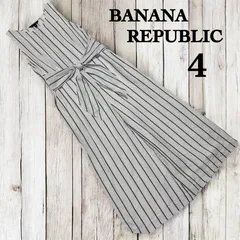 【美品】バナナリパブリック BANANA REPUBLIC リネンコットン ストライプ オールインワン 4のサムネイル