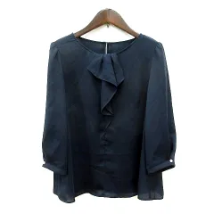 レッセパッセ LAISSE PASSE ブラウス 長袖 フリル 38 M 紺 ネイビー /MNのサムネイル