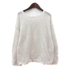 グローバルワーク GLOBAL WORK ニット カットソー 長袖 ラメ M 白 アイボリー /MNのサムネイル