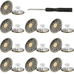 【即日発送】17 mm 調整 10個セット 簡単取付け ネジ式 ウエスト DIY ジーパン直し 手作り ジーンズボタン 手芸/家庭/裁縫用 専用ドライバー付き (銅色)