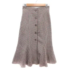 ジルバイジルスチュアート JILL by JILLSTUART フレアスカート ロング 千鳥格子 S ベージュ 赤 レッド /MNのサムネイル