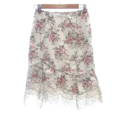 レストローズ L'EST ROSE フレアスカート ミモレ ロング 花柄 レース M ベージュ /AUのサムネイル