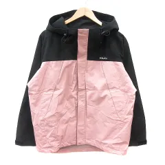 ミルクフェド MILKFED. マウンテンパーカー 裏起毛 ロゴプリント バイカラー S ピンク 黒 ブラック /MNのサムネイル