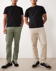 ジャック アンド ジョーンズ メンズ ボトムス カジュアルパンツ Jack Jones 2 pack straight chino pants andeep lichen green グリーンのサムネイル