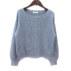 プロポーション ボディドレッシング PROPORTION BODY DRESSING ニット セーター ビーズ コットンパール 長袖 F 青 ブルー /MS