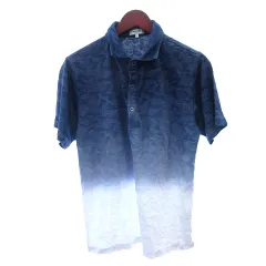 レノマ renoma オム HOMME ポロシャツ グラデーション 総柄 半袖 L 紺 ネイビー /AUのサムネイル