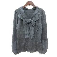 ボディドレッシングデラックス BODY DRESSING Deluxe ニット カットソー 長袖 リボン 切替 ウール 38 M グレー /MNのサムネイル