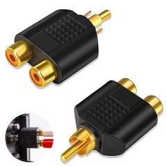 【数量限定】プラグアンドプレイ ピン端子 RCAオーディオケーブル モニターなど対応 スピーカー 分配器 アンプ 変換プラグ RCAプラグ(オス) 2分岐アダプター オーディオ RCAプラグ(メス) ビデオ アダプター 2個セット 分配 RCA