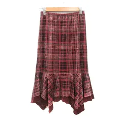 レストローズ L'EST ROSE フレアスカート ミモレ ロング チェック ベロア M ピンク /MNのサムネイル