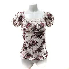レストローズ L'EST ROSE カットソー スクエアネック ベロア 花柄 レース 2 M マルチカラー /YIのサムネイル