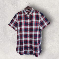 美品】ブラックレーベルクレストブリッジ 半袖シャツ チェック M 赤 青
