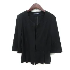 アクアスキュータム AQUASCUTUM ノーカラージャケット 9 M 黒 ブラック /YIのサムネイル