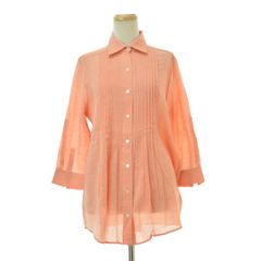 KEITH】上品 ピンタックブラウス 40 サーモンピンク コットン100