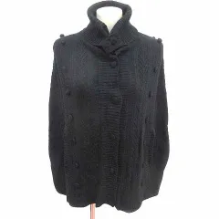 スイヴィ SUIVI カーディガン ポンチョ ニット タートルネック ケーブル カシミヤ混 アンゴラ混 M 黒 ブラック /YKのサムネイル