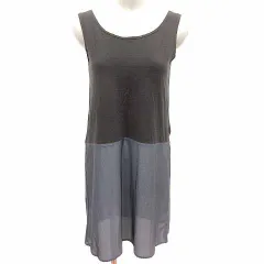 サリースコット Sally Scott ワンピース ひざ丈 ドッキング ノースリーブ M 茶 ブラウン グレー /YKのサムネイル