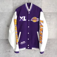【7月5日まで30％オフ中】NBA ニューエラ エクストララージ レイカーズ レザーアーム スタジャン パープル メンズのサムネイル