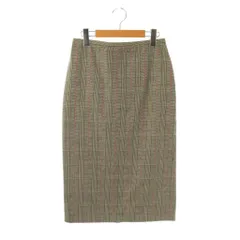 ロシャス ROCHAS タイトスカート ミモレ ロング チェック コットン 40 ベージュ 黒 赤 /NR ■GY57のサムネイル
