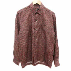 ジムトンプソン JIM THOMPSON カジュアルシャツ ゾウ柄 長袖 絹 シルク S 赤 レッド 黒 ブラック /YK ●RYのサムネイル
