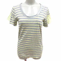 サカイラック sacai luck Tシャツ カットソー Uネック ボーダー 半袖 2 M 黄色 イエロー グレー /YKのサムネイル