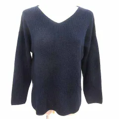 アバハウス ABAHOUSE ECRU ニット カットソー Vネック 長袖 紺 ネイビー /YKのサムネイル