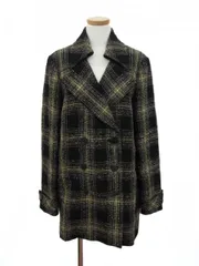 カルヴェン CARVEN コート ステンカラー ダブル チェック ウール 42 黒 ブラック btmのサムネイル