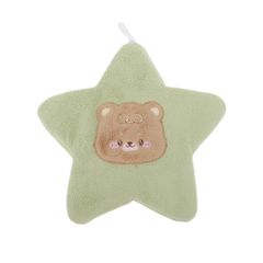 신품 CAPASTEC 핸드 타올 키친용 욕실용 흡수성 루프 첨부 코랄 플리스제 손 닦아 귀여운 선물 기프트에도 기뻐하는 축하 환대 속건 세탁기 대응 여성 공간 절약 세련된 별 무늬 녹색 1장