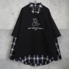 オーワイ ロゴ レイヤード ドッキング チェック柄 Tシャツ 長袖シャツ ブラックのサムネイル