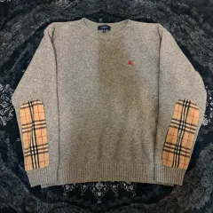 バーバリー チェック パッチ ニット グレーのサムネイル