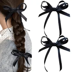新品 YACHUN リボン 蝶結び ヘアアクセ ヘアクリップ ミニ 2個セット ヘアリボン 小さいサイズ 子ども 可愛 クリップ 誕生日 卒業式 入学式 成人式 パーティー 洋服 （ブラック）