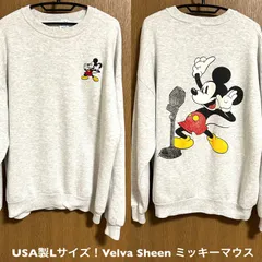 USA製Lサイズ！velva sheen ミッキーマウス 古着スウェット ヘザーグレー 裏起毛 コットン/ポリ50/50