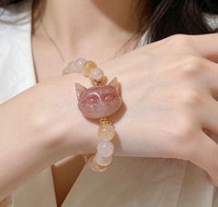 アゲート　猫　桜瑪瑙　天然石ラブレスレット アゲート 猫ちゃん 桜瑪瑙 天然石ラブレスレット - メルカリ