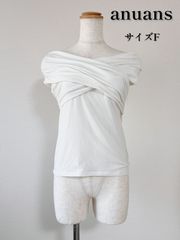 anuans ギャザークロスオフショルカットトップス カットソー 白 - メルカリ
