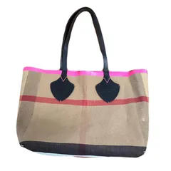 BURBERRY バーバリー　ミディアムジャイアントリバーシブルトート　トートバッグ　リバーシブル　ノバチェック　ブラック　キャンバス　レザー　タータンチェックのサムネイル