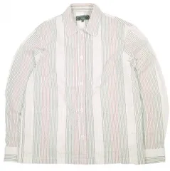 KITH NYC キスニューヨークシティ 25SS Seersucker Long-Sleeve Boxy Collared Overshirt シアサッカー ボクシーカラー オーバーシャツ 25050060000620 S WHITE 長袖 マルチストライプのサムネイル