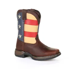 ドゥランゴ レディース シューズ ブーツ・レインブーツ Lil Rebel by Durango American Flag Toddler Western Boots Brown ブラウンのサムネイル