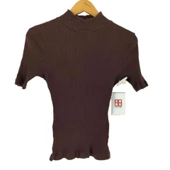 カルバンクライン CALVIN KLEIN コットン リブ編み ハイネックS/S Tシャツ レディース import：M のサムネイル