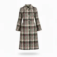 Af8 tricot COMME des GARCONS トリココムデギャルソン AD1996 90s チェック柄 ロングコート 日本製  TO-100060 ブラック レッド ホワイト ポリエステル レディースnu1のサムネイル