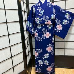 浴衣 レディース 仕立上がり 夏紬 ポリエステル 和遊日 昭和レトロ No