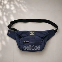 【T-1452】90s adidas アディダス SPORTS ロゴ刺繍 ウエストバッグ ボディバッグ ネイビー ビンテージ オールドアディダス トレフォイルのサムネイル
