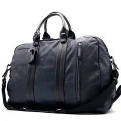 美品 ガレリアント GALLERIANT 2way ボストンバッグ ショルダーバッグ ネイビー 紺 レザー 本革 シボ革 大容量 斜め掛け ボーナス 夏休み 父の日 ご褒美 旅行 帰省 サマーギフト 出張のサムネイル