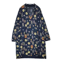 45R/45rpm インディゴ超ガーゼプリントDRESS ニットワンピース 総柄 定価52800円 ワンピース ネイビー 多色 レディース フォーティーファイブアールピーエム【中古】6-0525M△のサムネイル