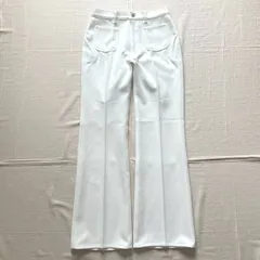 70～80s　vintage　ヴィンテージ古着　BOBSON Too-Too　ボブソン・トゥートゥー　フレアスラックス　ポリパンツ　ベルボトム　パンタロン　ラッパズボン　スタプレ　ホワイト　センタープレス　前ポケット　34サイズ　ヒッピー　Y2K　アメカジのサムネイル