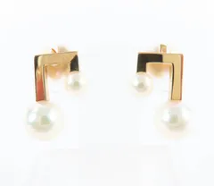 極美品★TASAKI タサキ バランス ノートピアス 750 あこや真珠 パール付 音符 ピアス ホワイト ゴールド金具 箱・ケース付き 重量3.5g レディースのサムネイル