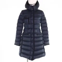 極美品☆MONCLER モンクレール HERMINE エルミンヌ ロゴワッペン・フード付 ダウンコート ネイビー 00 正規品 レディースのサムネイル