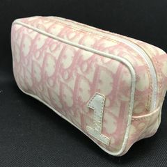 極美品 ディオール トロッター オブリーク ピンク コスメポーチ