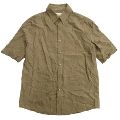 良品 LEMAIRE ルメール 22ss Regular Collar SS Shirt レギュラーカラー 半袖 シャツ 格子柄 チェック シルク混 M 茶 ブラウン メンズ 古着 中古 USEDのサムネイル