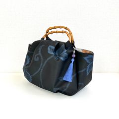 和装バック着物バック琉球紅型・琉球柄・葵の柄（白）入学卒業結婚
