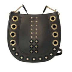 新品同様 Theory セオリー HOUSTON HOBO スタッズ アイレット レザー ショルダーバッグ ブラック レディース 古着 中古 USEDのサムネイル
