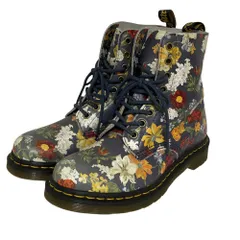 良品 DR. MARTENS ドクターマーチン 1460 PASCAL OF DARCY FLORAL 8ホール ブーツ サイズUK5 24cm ネイビー レディース 古着 中古 USED